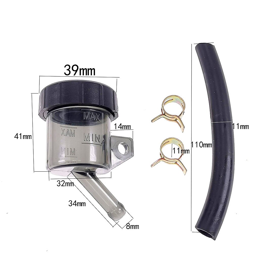 Motorcycle Brake Fluid Reservoir Rear Master Cylinder Tank Oil Cup with Pipe For Kawasaki/Honda/Suzuki/Yamaha/Triumph/Ducati