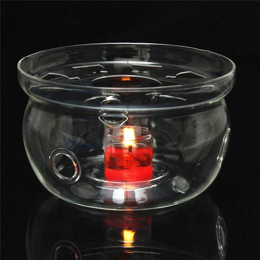Varmebestandig tekande varmere base klar borsilikatglas rund isolering fyrfadslys bærbar tekandeholder te tilbehør