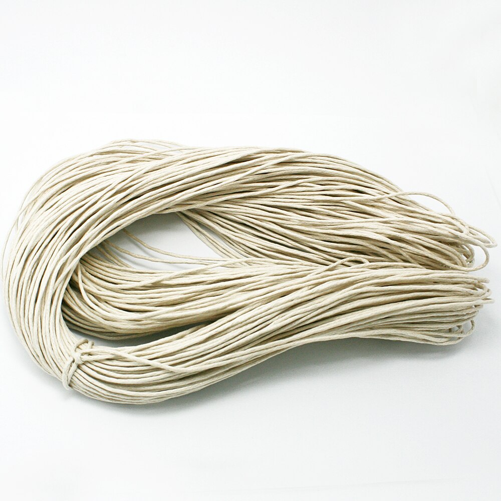 Cordon de serrage en coton ciré 1.5mm | 60 m/lot, collier de corde en perle ciré, fabrication de Bracelet et d'accessoires de couture, bijou à bricoler et soi-même: Ivory