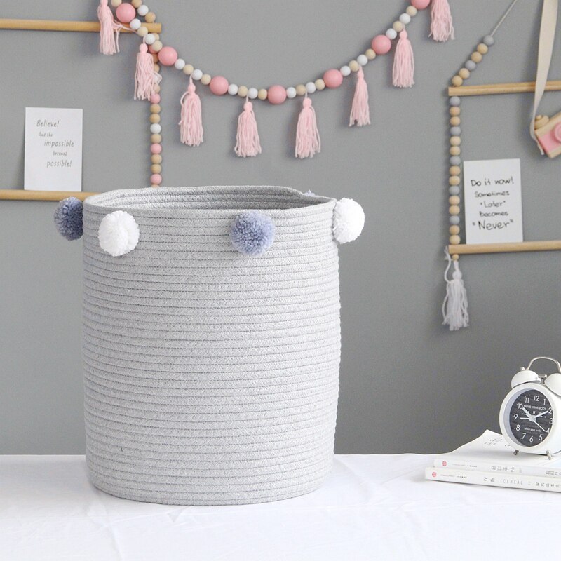 thumbnail image 2 of Cotton Rope Storage Basket With Lid, Woven Rope Blanket Storage Basket Nursery Storage Container Toys Bins Laundry Baskets For Living Room Bedroom 2 of 9