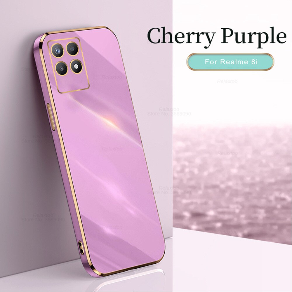 Voor Realme 8i Case Plating Vierkante Frame Soft Silicon Cover Voor Oppo Realme 8i Realmi Rijk 8 Ik I8 Realme8i bescherming Back Shell: For Realme 8i / purple
