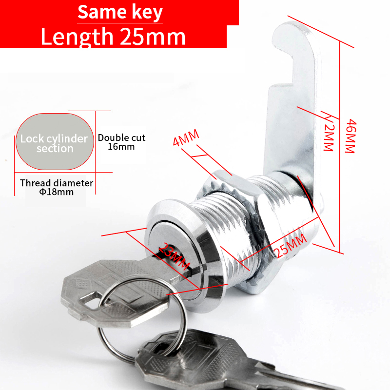 5 SETS Security Lock Metal Alloy Cylinder Cabinet Locker Cam Lock With 2 Keys Security Mailbox Lock Cabinet Drawer Cam Lock 18mm: M / Pink