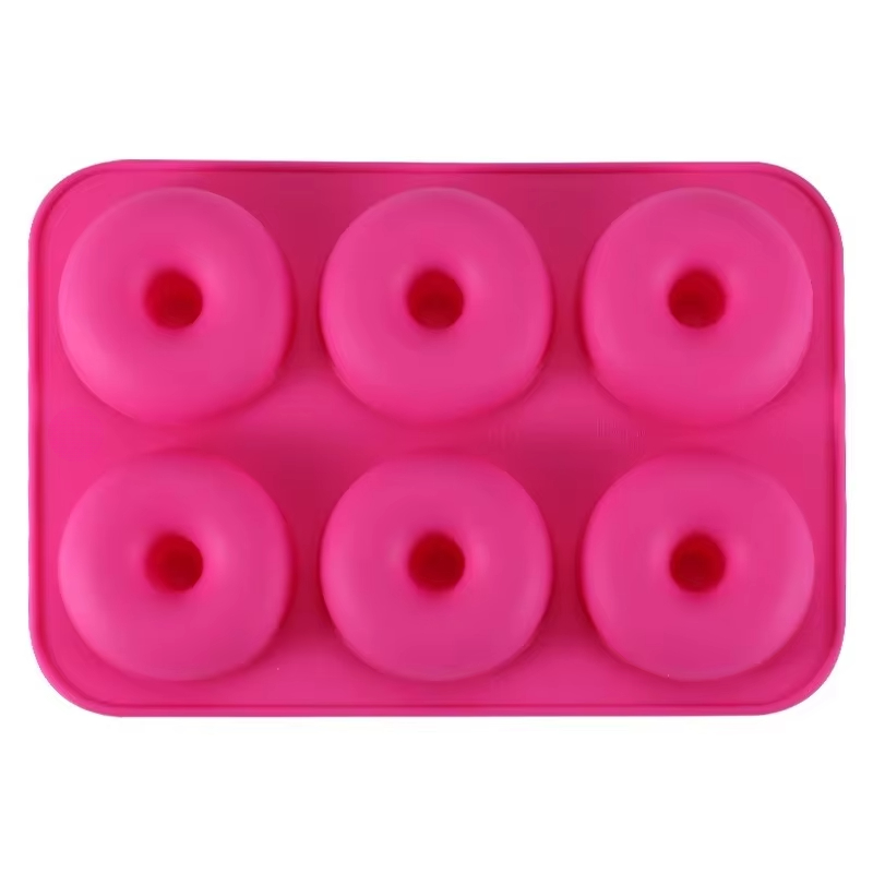 6-See-Silikon-Krapfen-bilden, Backform, antihaftbeschichtet, zum Backen, Gebäck, Schokolade, Kuchen, Nachtisch, DIY-Dekoration, Werkzeuge, Bagels, Muffins, Donuts: Schwarz