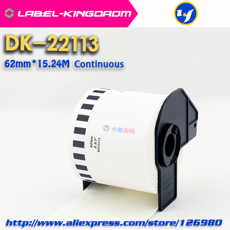 4 Rolls Compatibel DK-22113 Label 62mm * 15.24M Continu Compatibel voor Brother Label Printer Half Transparant Materiaal