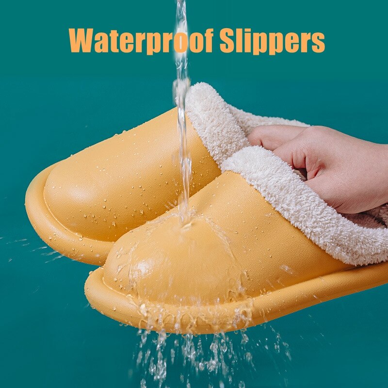 Herfst en winter huispantoffels heren dames waterdichte platform katoenen pantoffels dikke bodem antislip binnen warm zacht