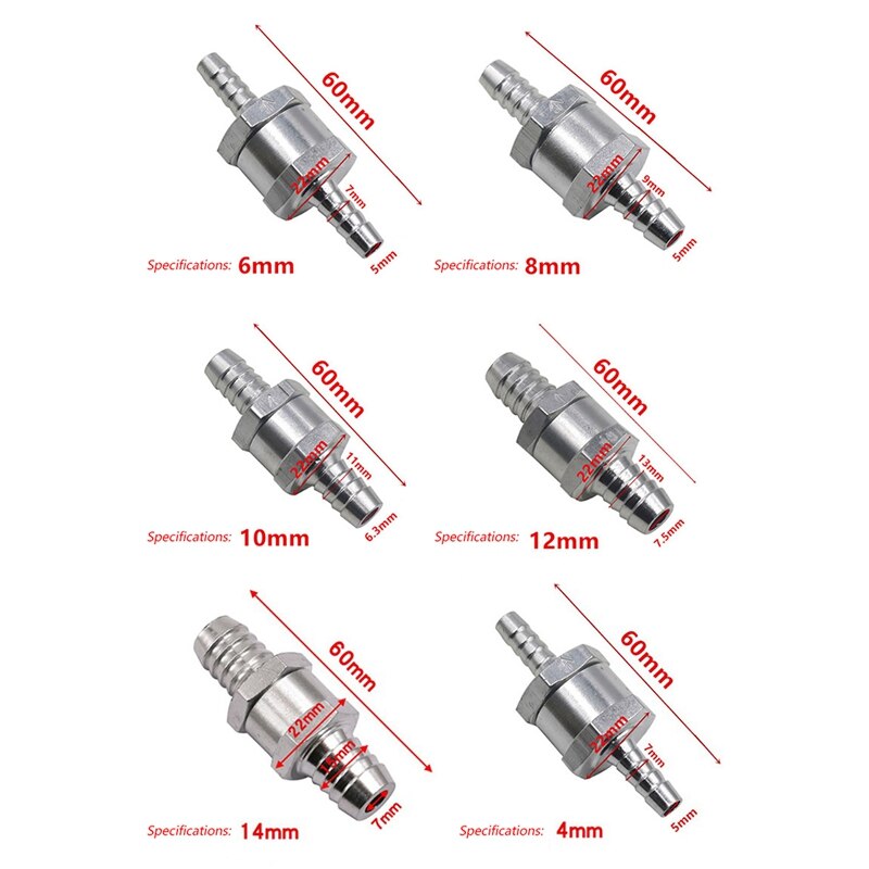 Aluminum Fuel Check Valve for Fuel System (Petrol, Crude oil) Stepped Joint Fuel One-Way Check Valve