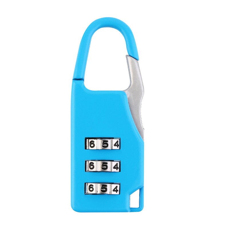 1 pc Security 3 Combination Travel zinc alloy Suitcase Luggage Bag Jewelry Boxes Tool Chests Code Lock Zipper Padlock: Light blue