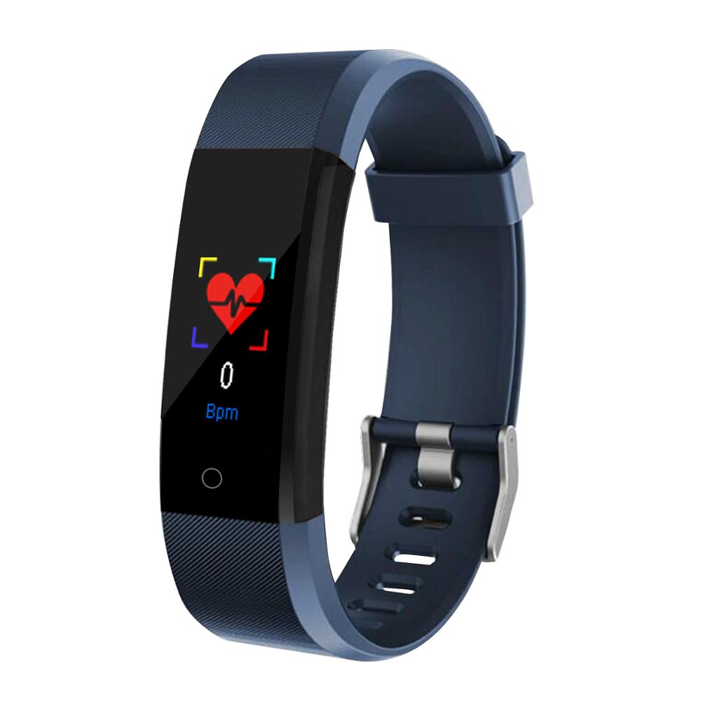 Smart Bracelet 115 Plus Blood Pressure Fitness Tracker Smart Watches Men Heart Rate Monitor Waterproof Smart Wristband Tracker: blue