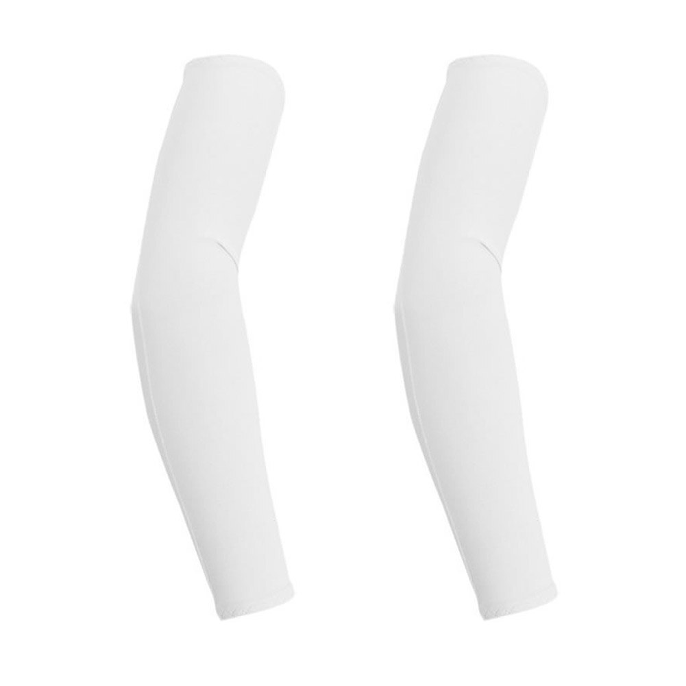 1 par de fundas de brazo bloqueadas con protección solar UV para exteriores, ciclismo, Golf, pesca, escalada BHD2: White Fingerless Glo