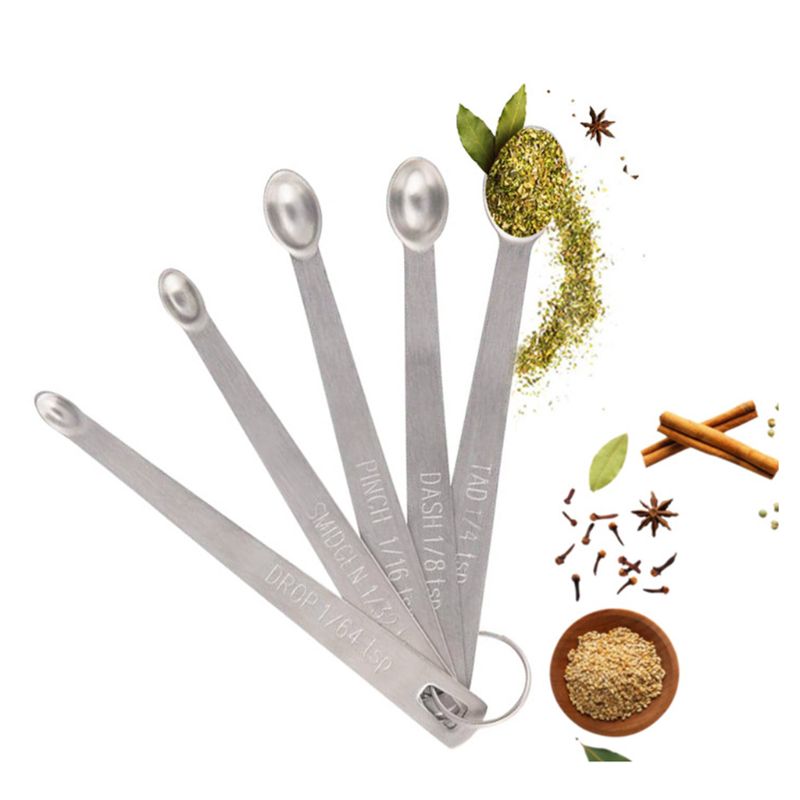 5pcs/set Stainless Steel Mini Measuring Spoon Durable Home Sauce Cutlery Accessories Kitchen Baking Tool