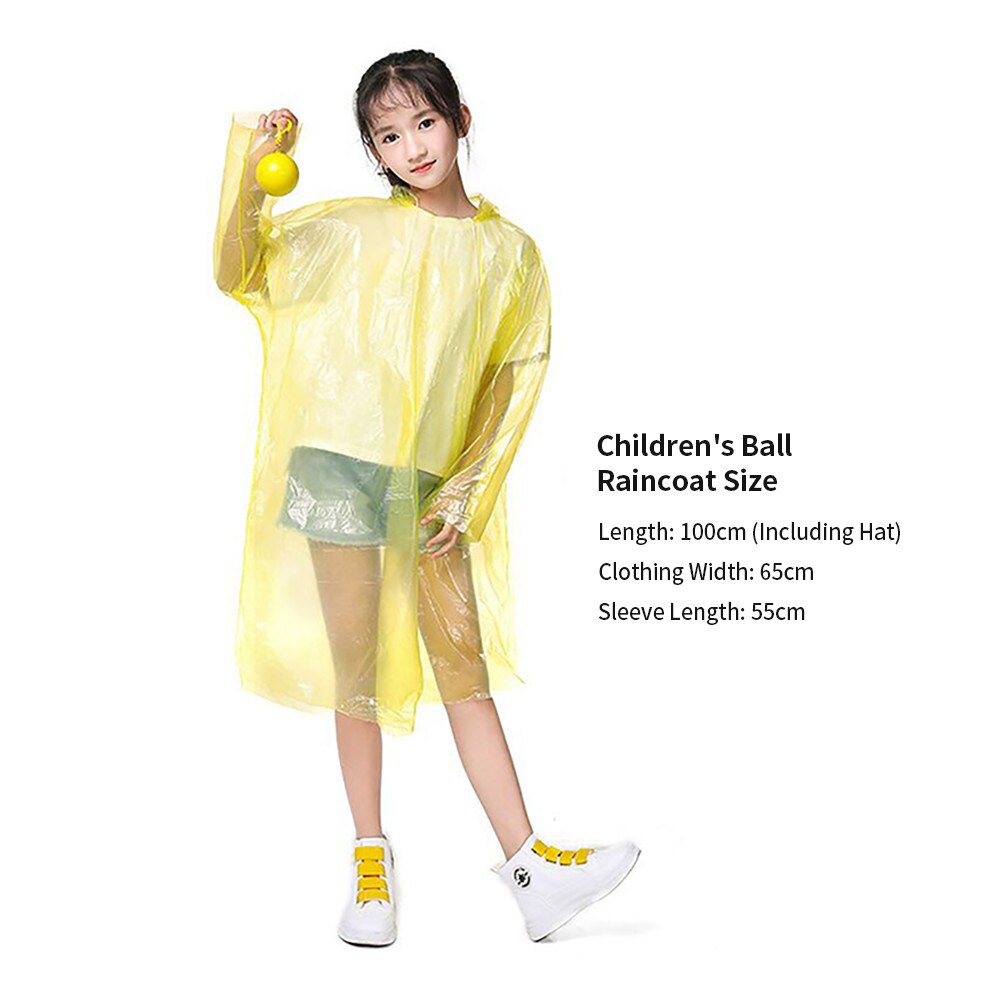 Convenient Portable Rain Ponchos Ball Adults Child Disposable Rainwear Emergency Waterproof Raincoat Colorful Poncho with Hook