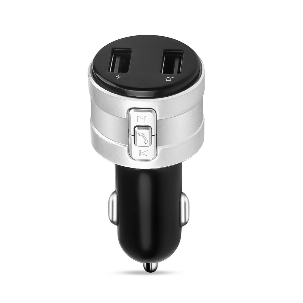 Transmisor de FM cargador de coche Bluetooth 3.1A puertos USB duales manos libres cargador de Auto Bluetooth 4,2 receptor de Audio inalámbrico: Silver
