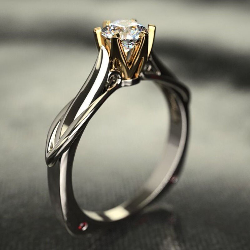Un carato 6 punte incastonatura anello di diamanti taglio perfetto zirconi cubici promessa anelli con diamante Moissanite