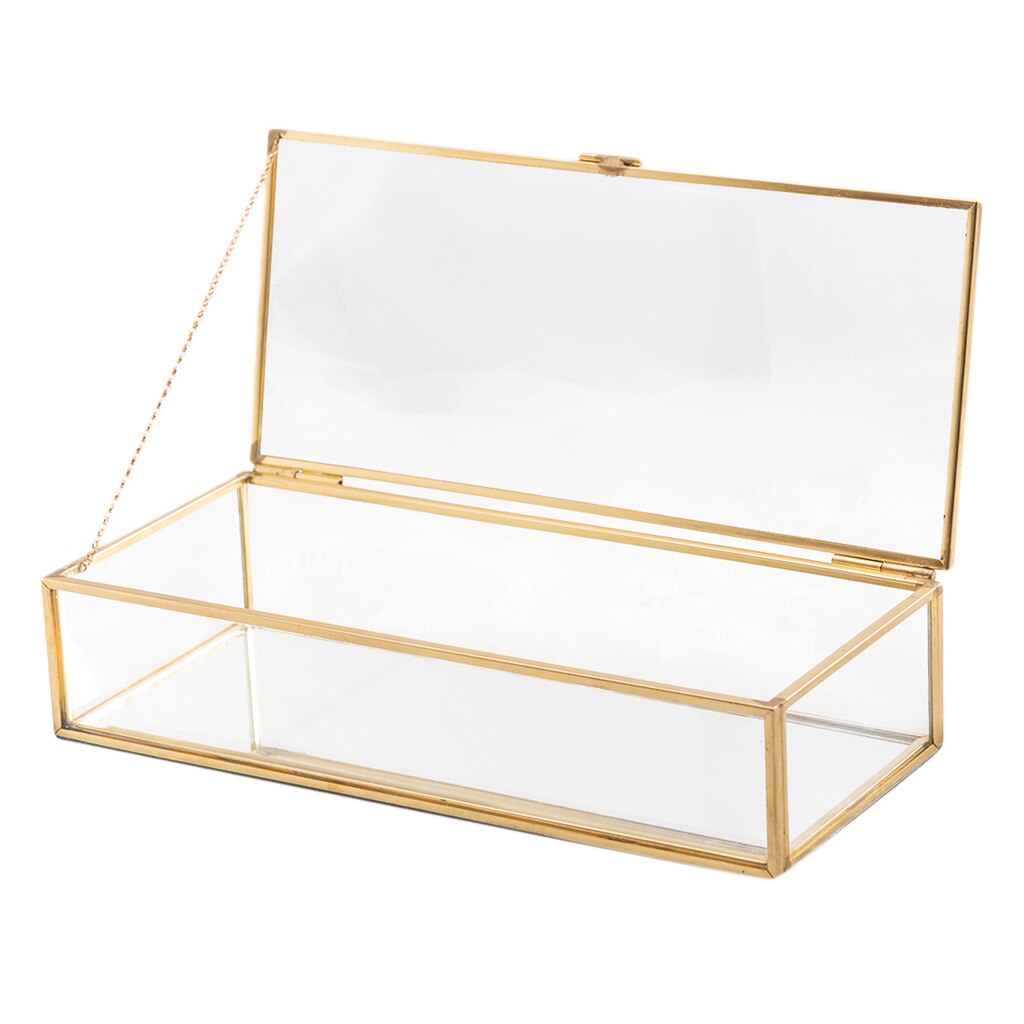 Jewelry Trinket Glass Box Case Jewelry Box Jewelry Organize with Cover Holder Ring Box for Necklace Bracelets Earrings Storage