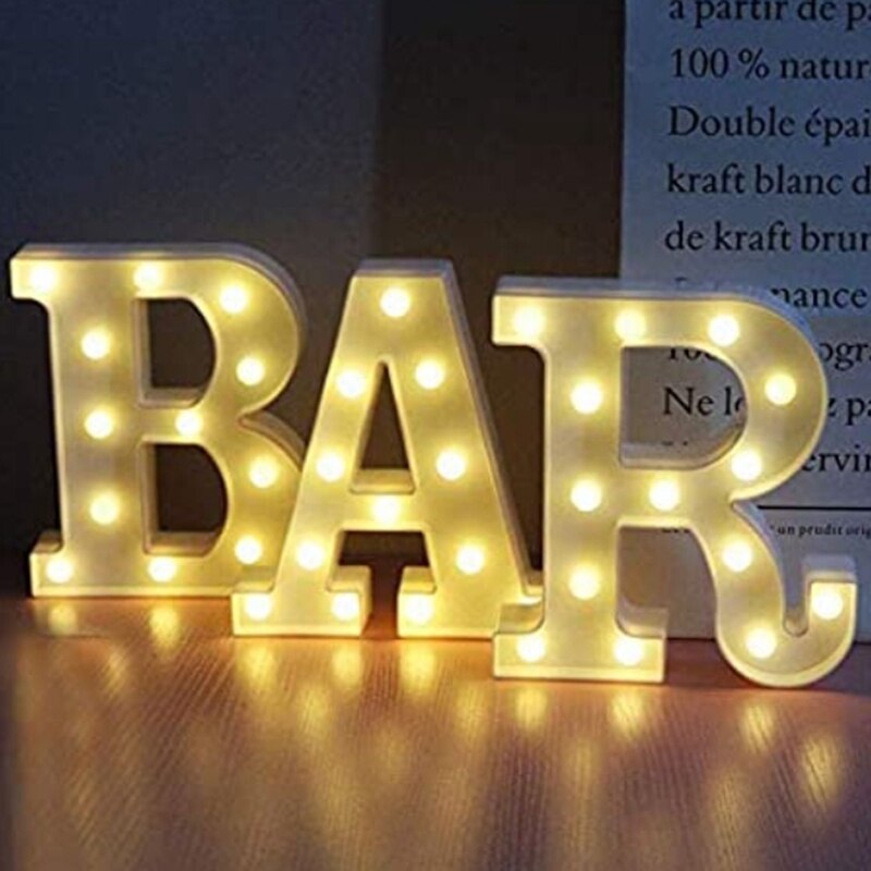 Letter Light Signs, Light Up Alphabet Letters, Suitable for Wedding Birthday Party Christmas Home Bar Decoration