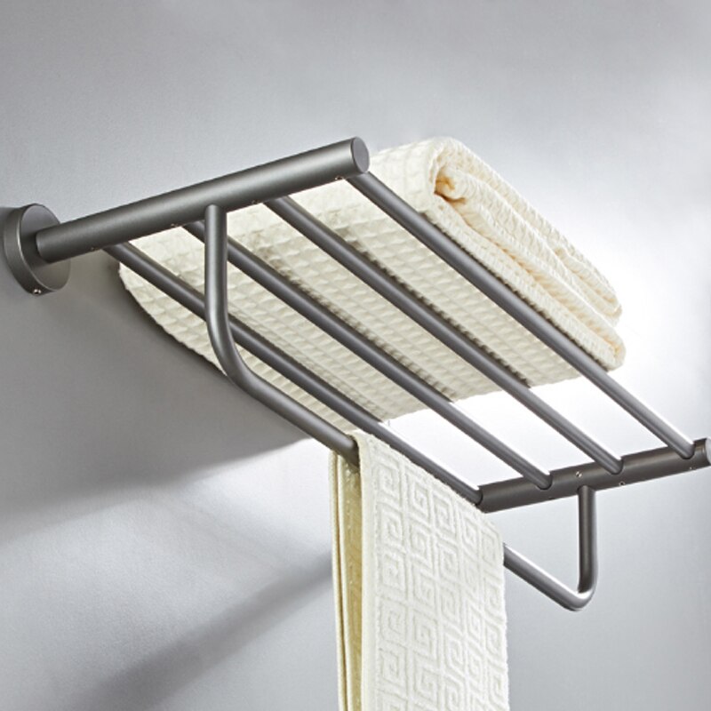 Ensemble d'accessoires de salle de bain gris en laiton, porte-brosse, rouleau de papier toilette, étagère à serviettes, douche, porte-savon mural, support pour sèche-cheveux