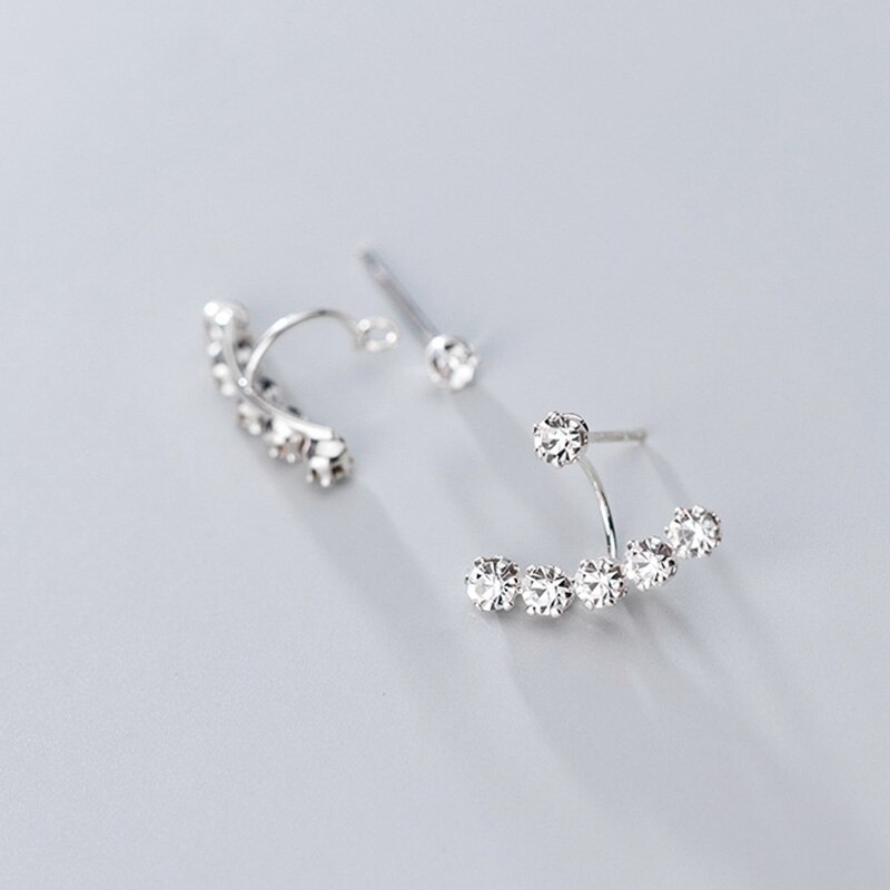 Inzatt Real 925 Sterling Zilver Een Rij Van Zirkoon Stud Oorbellen Voor Mode Vrouwen Verjaardagsfeestje Leuke Fijne Sieraden Accessoires: Default Title
