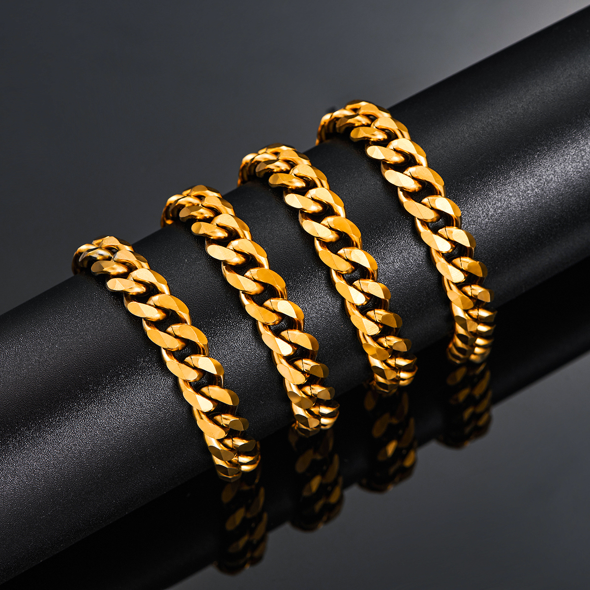 Cadenas de eslabones cubanos de acero inoxidable de Color dorado de 3,6mm/5mm/6mm/7mm/8mm, collar grueso clásico para hombres y niños de 14 a 30 pulgadas
