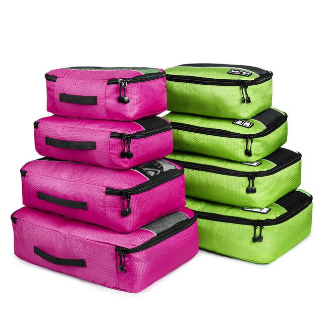 4/8 Pieces Set Packing Cubes Travel Duffle Bag Mesh Packing Organizer Breathable Nylon Men Women Travel Luggage Organizer Set #1: 4 Rose 4 Green