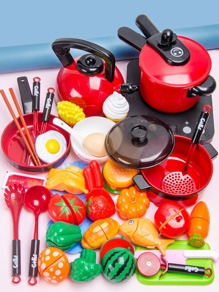 Cucina per bambini Set Da Cucina Giocattoli di Grandi Dimensioni Bambola di Simulazione Cibo Pentolame E Utensili Per Cucinare Pentola Padella di Cottura Utensili della Casa del Gioco Giocattoli per le Ragazze: 39pcs A