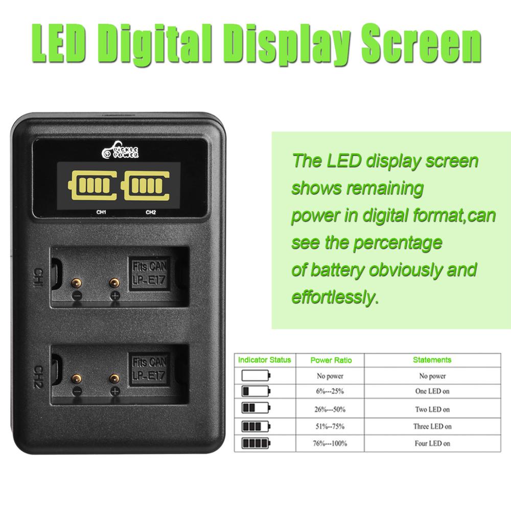LP-E17 LPE17 Batterij En Led Usb Dual Charger Voor Canon Eos 200D M3 M6 750D 760D T6i T6s 800D 8000D kus X8i