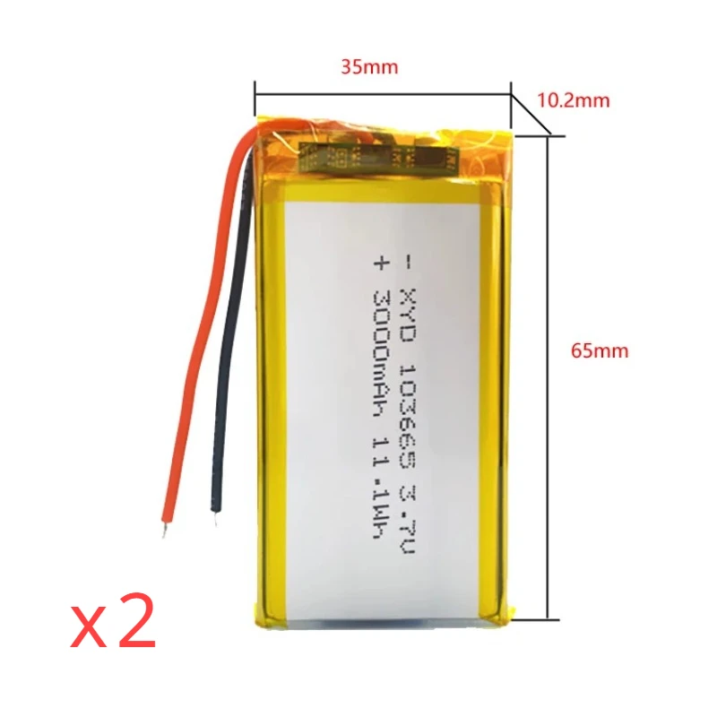 103665 / 103565 3,7 V 3000 mAh Polymer-Lithium-Akku für Hochgeräte, Werkzeuge, LED-Leuchten, Fahrrekorder, Powerbank: Grau