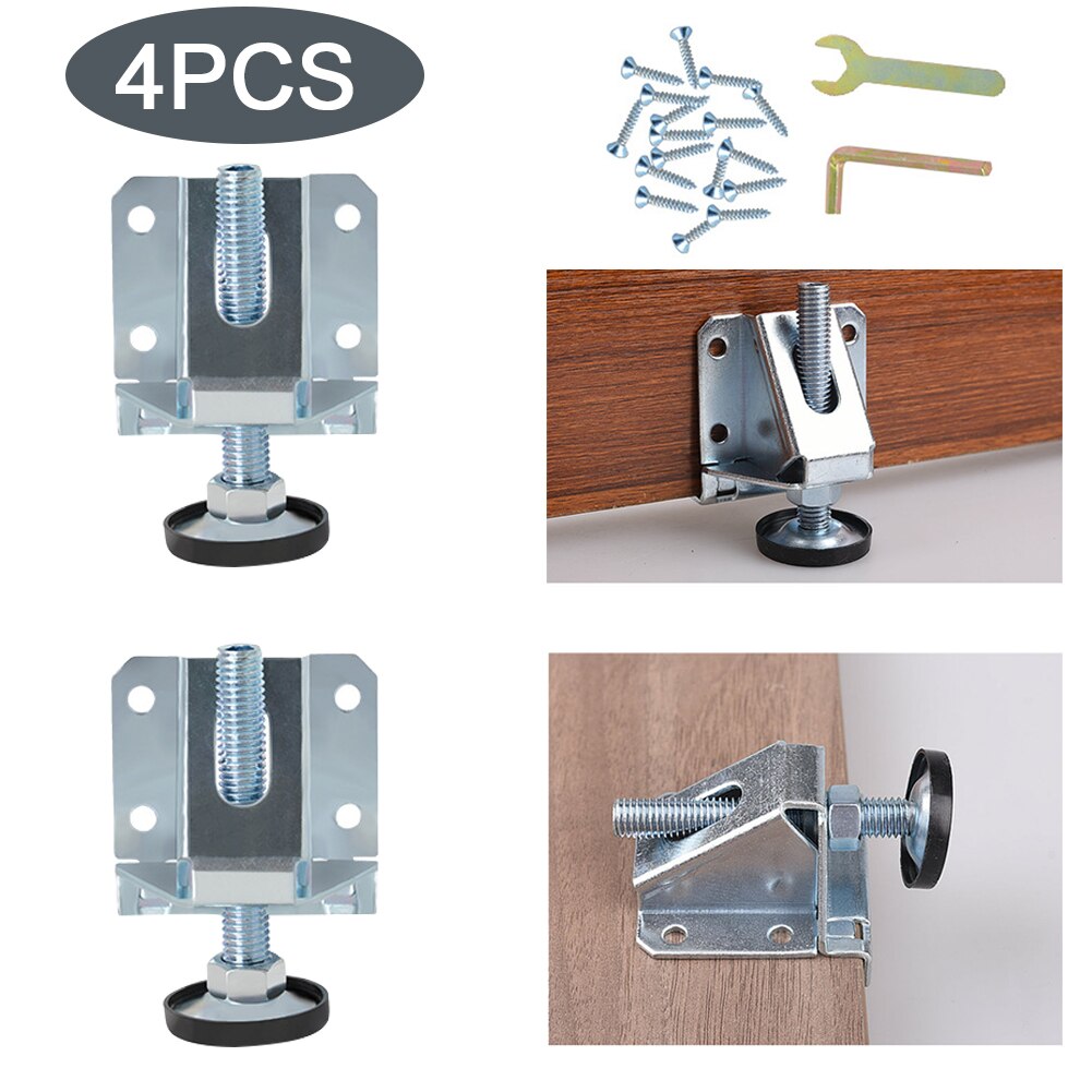 4pcs Furniture Leveler Stable Heavy Duty Leveling Feet Adjustable Table Leg Home Support Universal With Screws Cabinets Screw On
