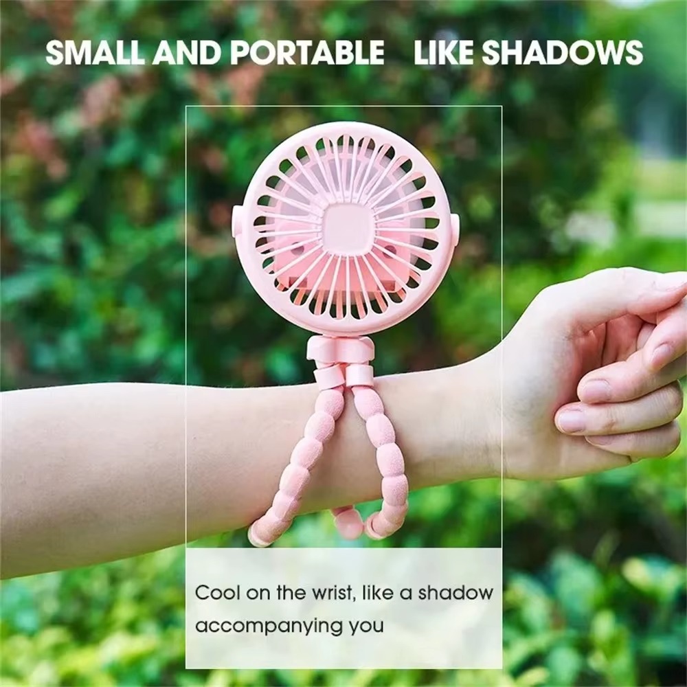 PANGDUBE Mini Fan voor Kinderwagen USB Oplaadbare Lithium Handheld Octopus Fan voor Wieg Kinderwagen Mini Draagbare Fan
