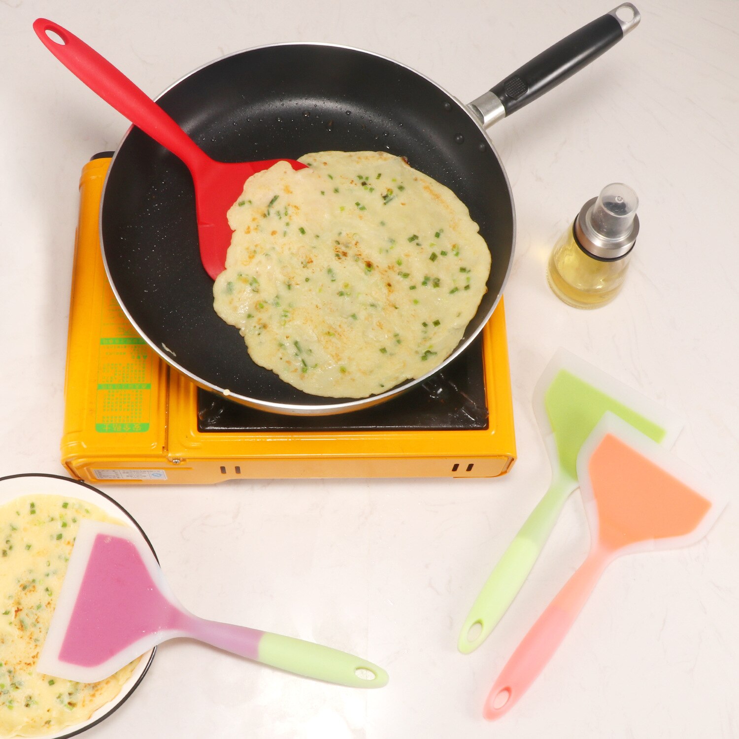 Silicone Cooking Turner Pancake Shovel Non-Stick Beef Meat Wide Pizza Spatula Kitchen Scraper Food Lifters Kitchen Gadgets