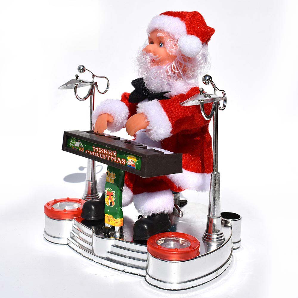 Kid Kerst Elektrische Kerstman Drum Kerst Man Saxofoon Spelen Piano Santa Speelgoed Pop Xmas Speelgoed Indoor Desktop Decor