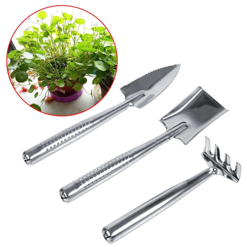 3 pièces Mini outils de jardin ensemble Portable pelle outils pelle râteau pelle jardin plante outil ensemble avec manche en bois enfants outil extérieur