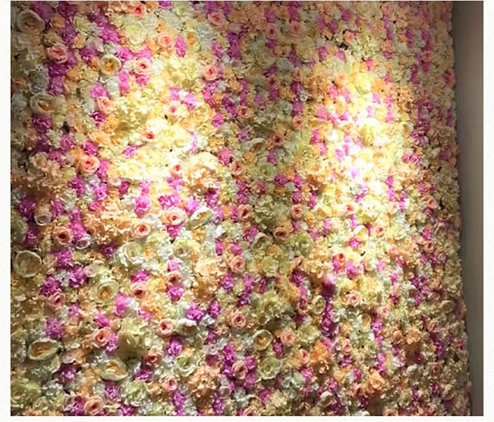 Kunstige blomster vægpaneler blomstermåtte silke rose blomsterpaneler til baggrund bryllup vægdekoration