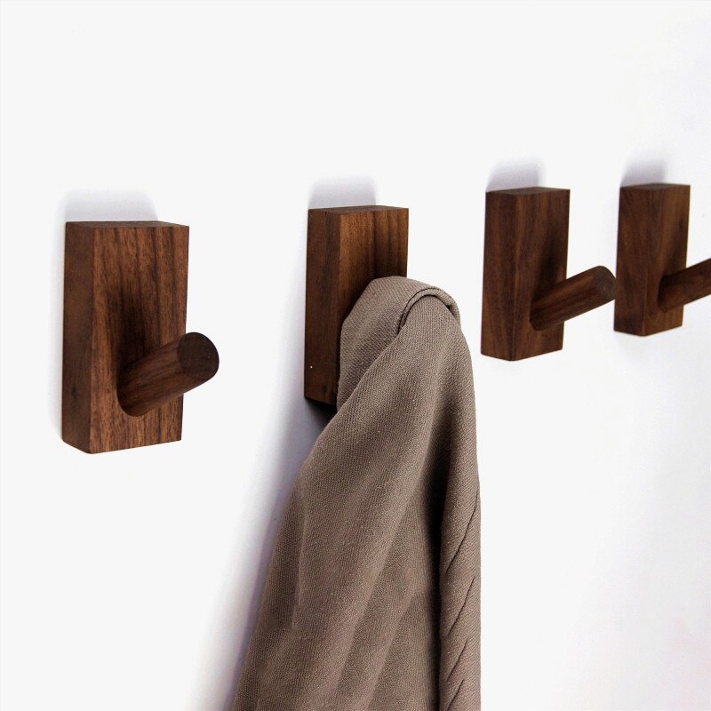 Natural Wooden Hook Hanger Wall For Coat Key Room Decoration Organizer Hooks Behind The Door Nordic Style Nat