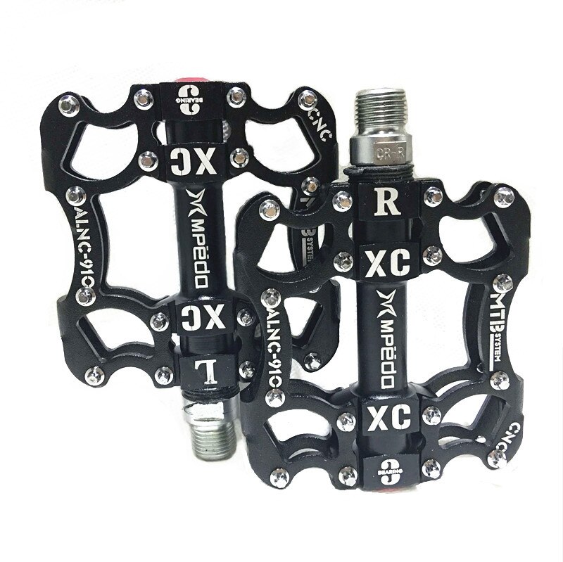 Bicicleta pedal mtb bmx selado 2 rolamento grampos pegs estrada mountain bike liga de alumínio anti-deslizamento peças de ciclismo: Black