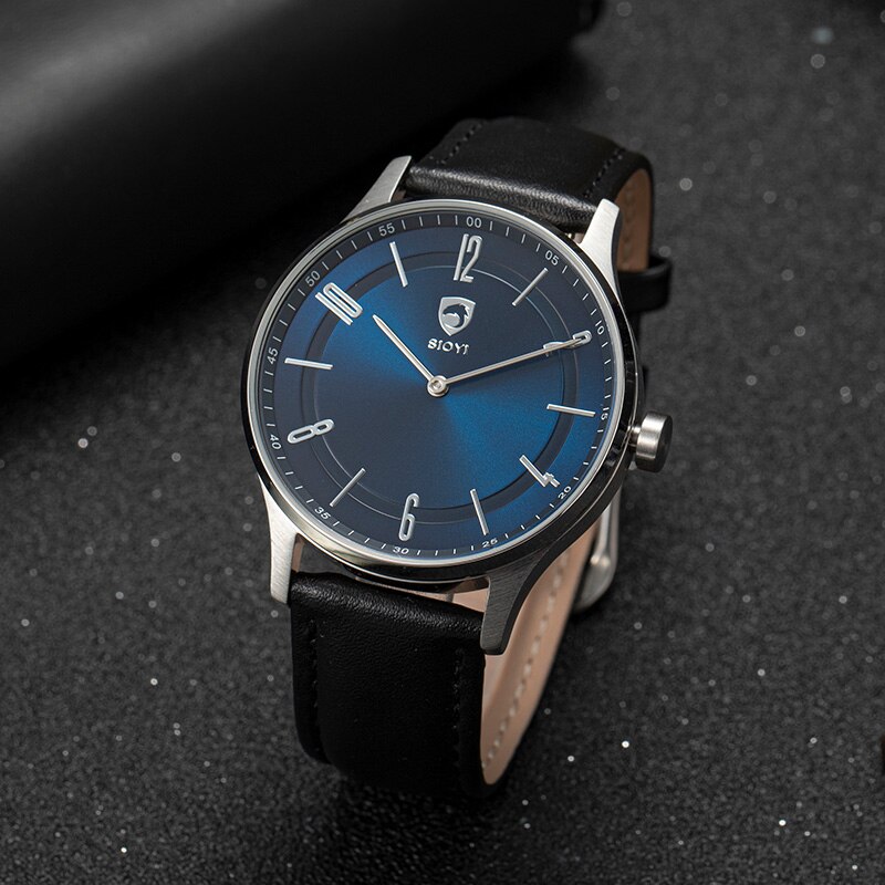 Sioyi Mannen Horloge Waterdicht Ultra Dunne Leisure Quartz Horloge Sport Horloge Hybrid Smart Watch Beweging Slaap Tracking: blue