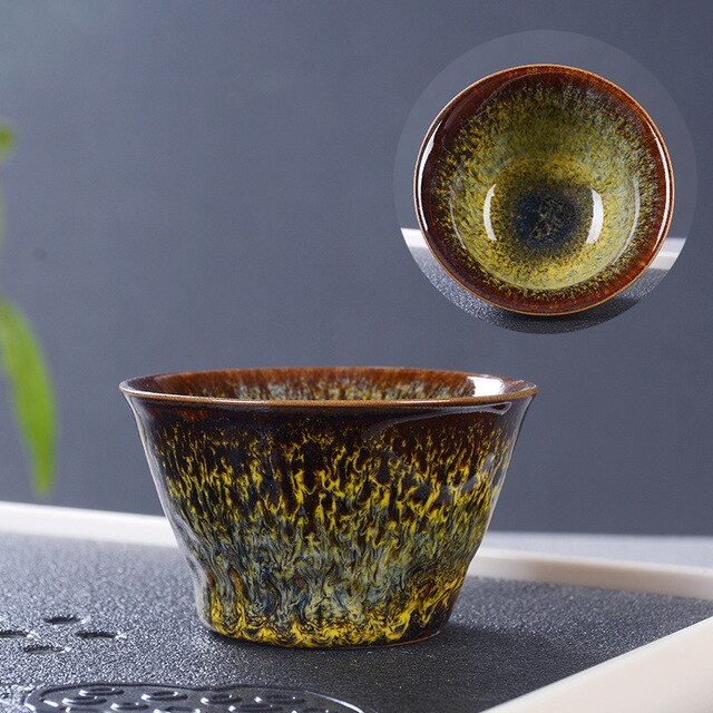 Taza de té verde puer, taza de té de cerámica con cambio de horno, taza de té para el hogar, oficina, accesorios de decoración del hogar