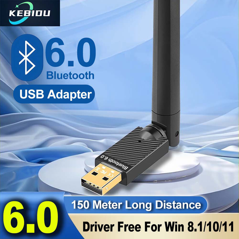 USB Bluetooth 6.0 Adapter Wireless Audio Receiver Transmitter for PC Mouse Keyboard Headphone Speaker Win 8.1/10/11 Driver Free