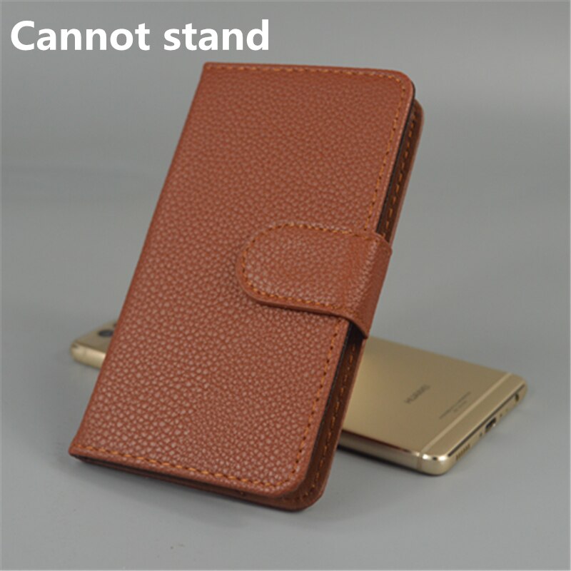 For Alcatel One Touch Pixi 4 5.0 OT 5010 5010D 5010E Lichi Texture Leather Case Pouch Flip case with Card Holder and pouch slot: brown