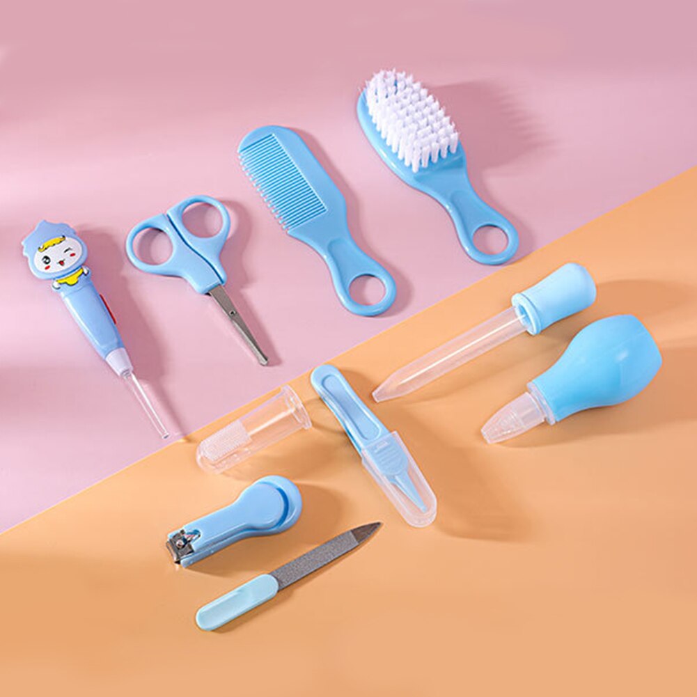 10 pçs manicure recém-nascidos cuidados diários cuidados de enfermagem grooming prego clipper acessórios de segurança portátil kit cuidados de saúde do bebê nariz mais limpo