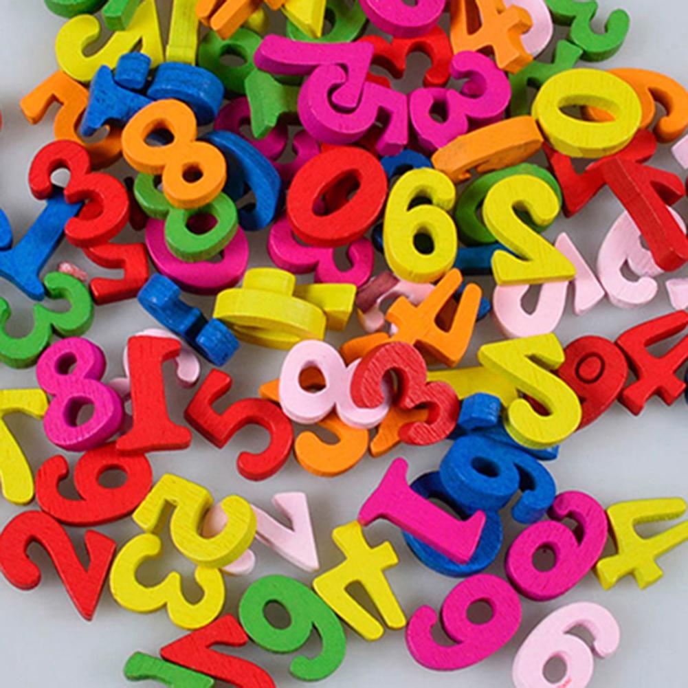 100Pcs Colorful Wood Letters Numbers Wooden Flatback Buttons Alphabet Embellishments Scrapbooking Crafts Tool Sewing Accessories