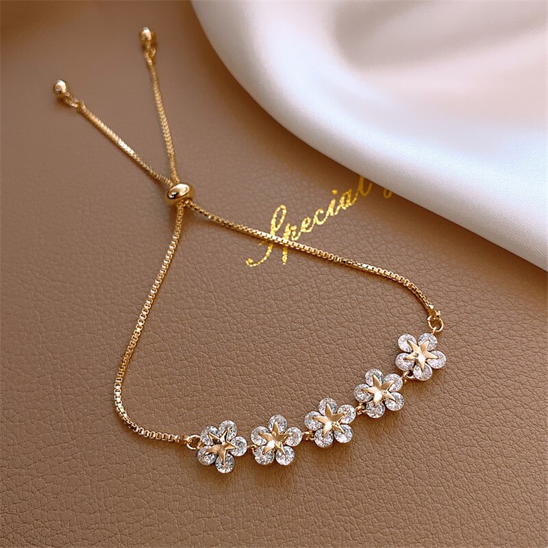 Mode Aaa Zirconia Bloemblaadje Armband Vrouw Exquisite Luxe Manchet Armband Sieraden Verjaardag Cadeau Voor Meisjes: Default Title