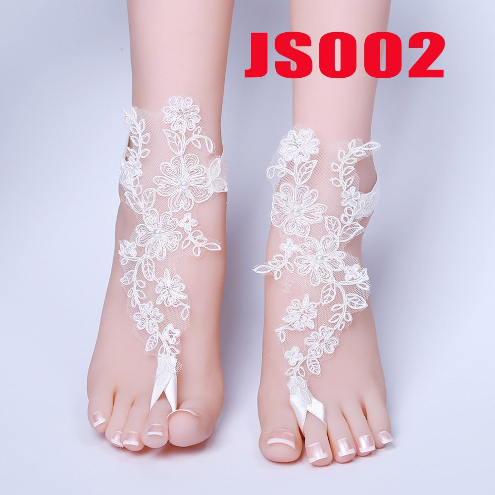 1 paar Wedding Bridal Enkelbanden Kant Decor Ketting Vrouwen Lady Beach Voet Sieraden Ketting Barefoot Sandalen Schoenen Accessoires: JS002