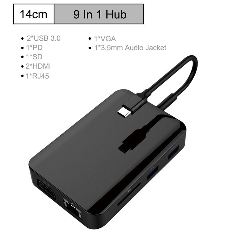 USB C Hub Adapter - 4K HDMI, USB 3.0, SD/TF Card Reader, PD Charging, Audio, RJ45 Ethernet for MacBook Pro