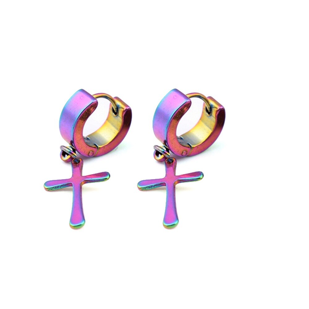 1pc Rock Style acier oreille boucles d'oreilles accessoires boucles d'oreilles hypoallergénique en forme de croix titane