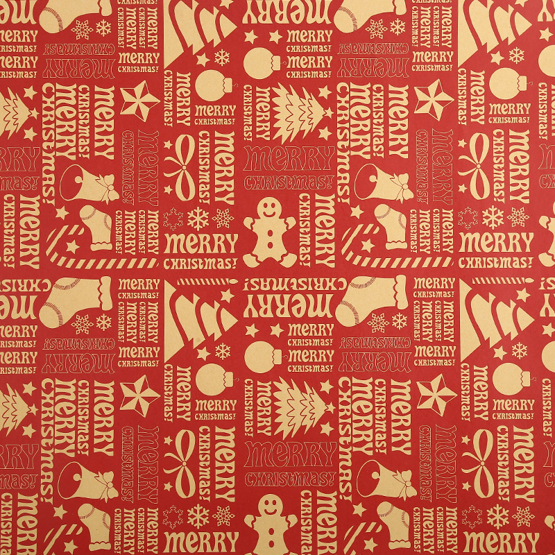 1Pc DIY Craft Paper for Party Birthday Christmas Year Retro Christmas Single-sided Wrapping Paper Kraft Packaging Paper: Brown