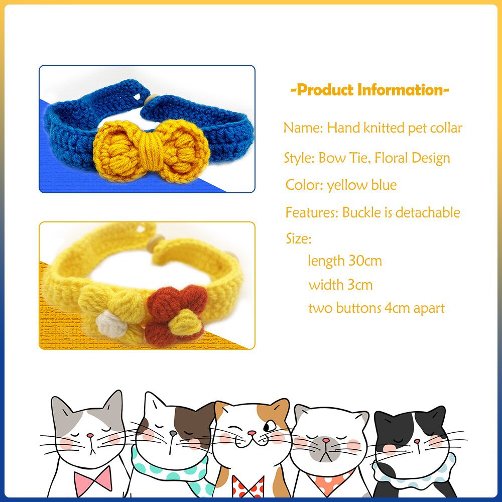 Collares de ganchillo para gatos y perros, bufandas para mascotas, pajaritas de flores, collares tejidos a mano, accesorios para gatos, Schnauzer