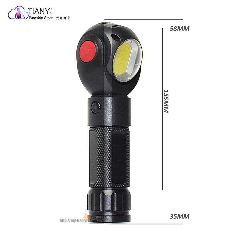 Portable COB car maintenance lighting flashlight LED rotating lamp holder USB charging multi-function strong light hand lamp