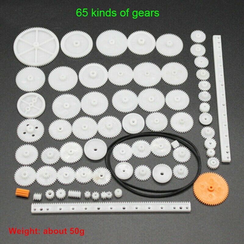 Forskellige gearpakker plast gear kit remskive rem aksel gear snekke krone motor gear samling 0.5 modul gear rack gør-det-selv legetøj
