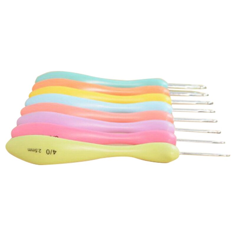 Aluminum Crochet Hook Set Ergonomic Crochet Needles Knitting Hooks With Colorful Plastic Grip Cushioned Handles Needles 8 Pcs