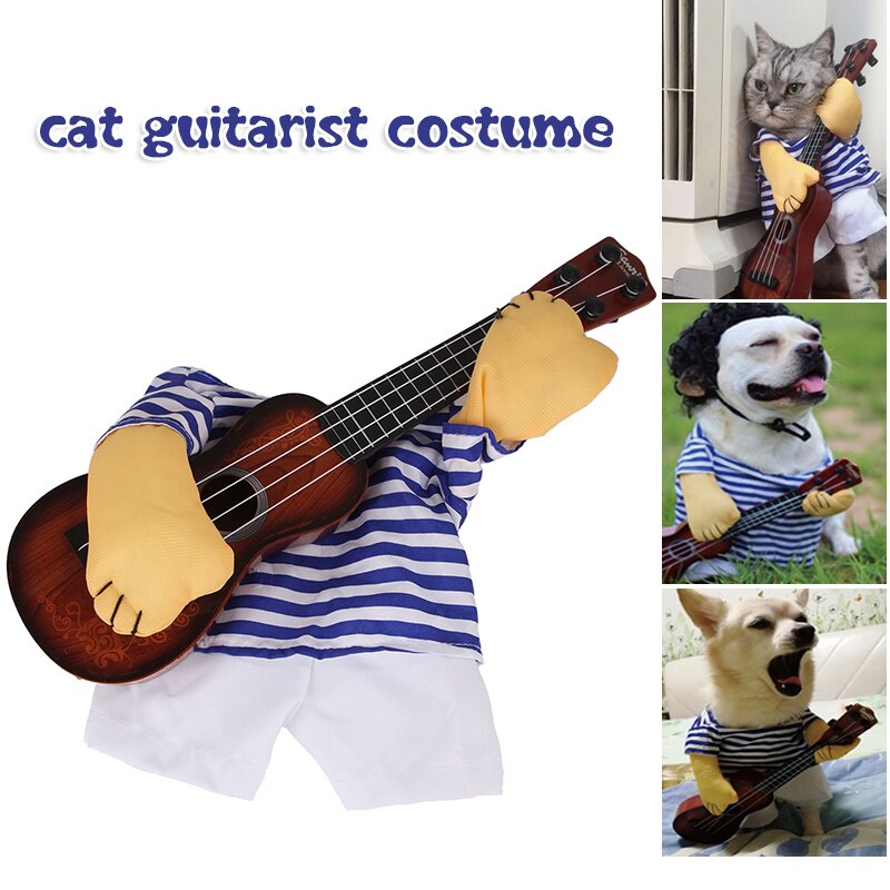 Costume de guitare pour animaux de compagnie, drôle de chanteur, chat, chiot, vêtements Cosplay pour Halloween, vêtements pour chiens, chemises fines d&#39;été, XHC88